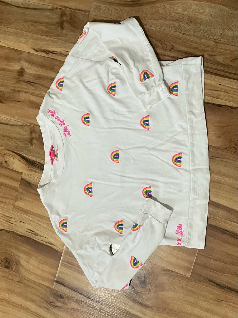 Lilly Pulitzer Sheridan Lightweight Sweatshirt Rainbow Embroidered Crewneck S